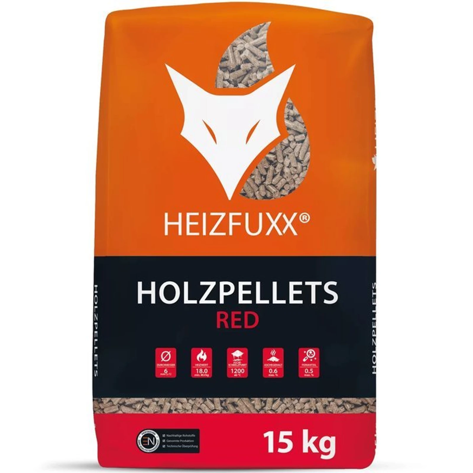 HEIZFUXX Holzpellets Red 6mm ENplusA1, 65 x 15kg Palette