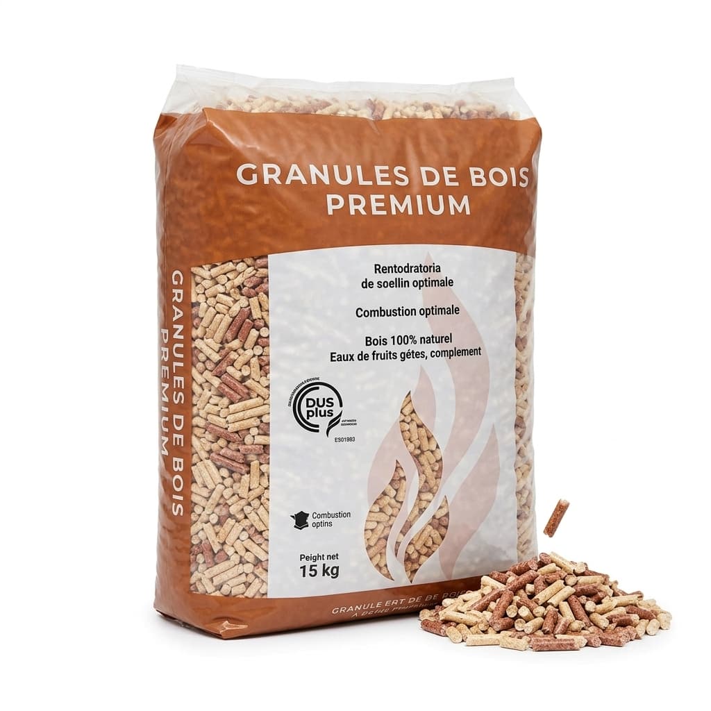BoisExpress — Pellets Rochefort, Palette mit 65 Säcken à 15 kg, 100 % Nadelholz, natürlich getrocknet