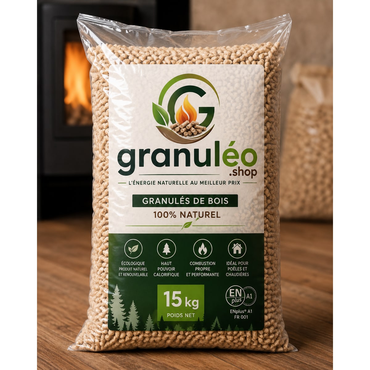Holzpellets 15 kg — Pellets 6 mm ENplus A1 für Ofen