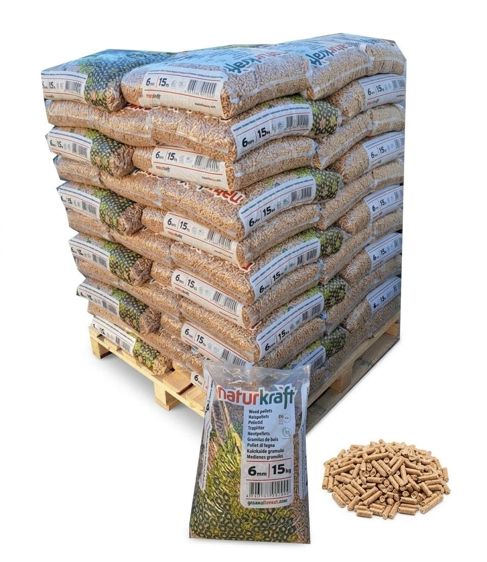 BoisExpress — Pellets Holz Westerwälder, ½ Palette mit 36 Säcken à 15 kg, Edelholz