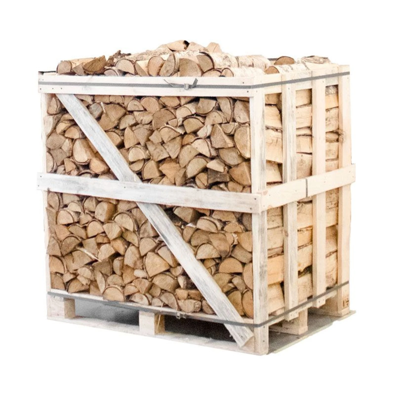 Halbe Palette kammergetrocknetes gespaltenes Birke Brennholz 25cm