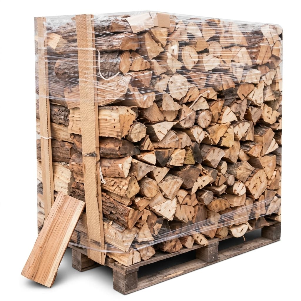 BoisExpress — 4x Paletten (2 Weißeiche + 2 Buche/Hainbuche) Holzscheite 50 cm Französischer Wald