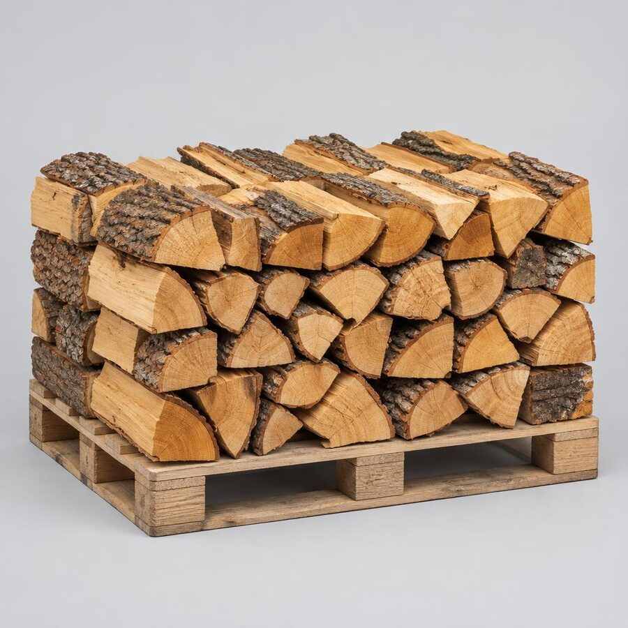 Brennholz Gigant Kammergetrocknetes Eichen Kaminholz 25cm Halbe Palette