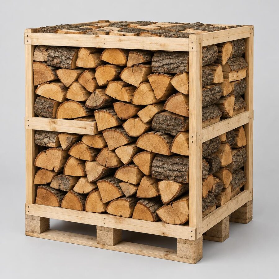 Brennholz Gigant Eichen Kaminholz Kammergetrocknet 25cm Palette 850kg