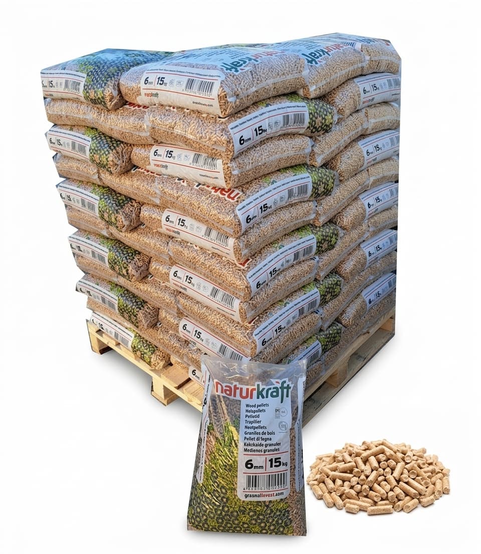 BoisExpress — Naturkraft Holzpellets Palette mit 66 Säcken Holztradition
