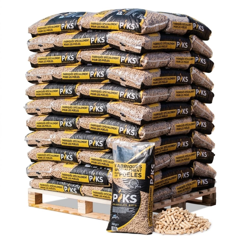 BoisExpress — PIKS Pellets Palette von 66 Säcken (990kg) DINplus-zertifiziert Natürliche Trocknung